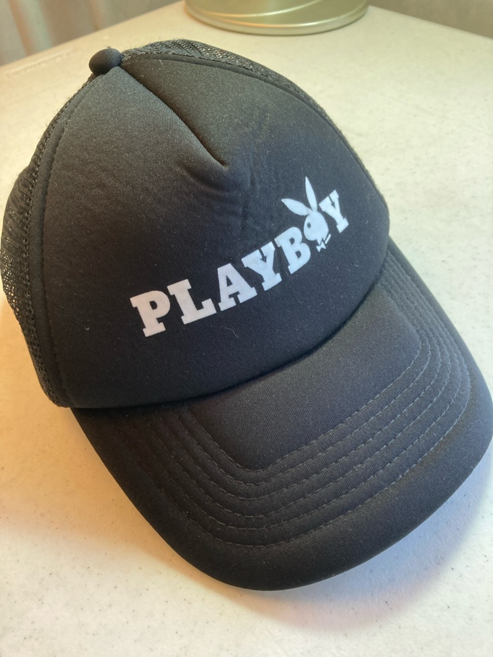 PLAYBOY Black Cap with White Logo